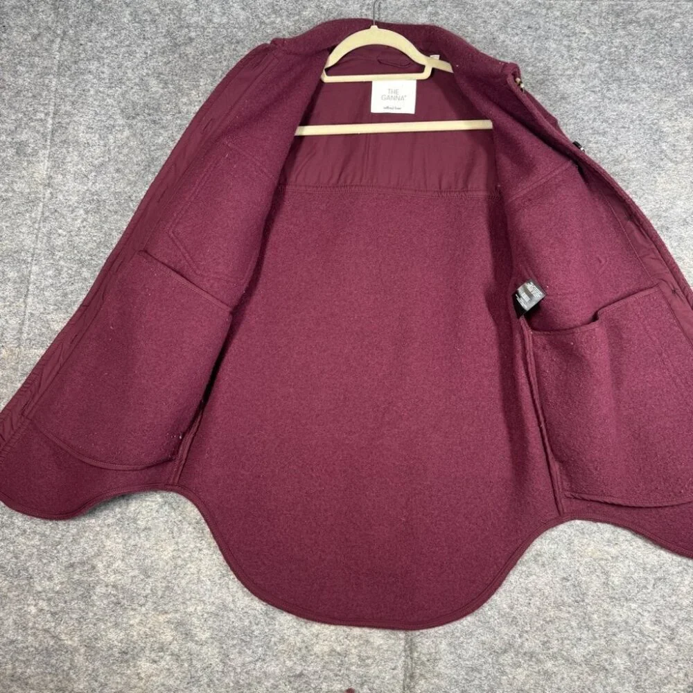 Wilfred Free The Ganna Burgundy Merino Wool Shirt Jacket XS Cozy Shacket